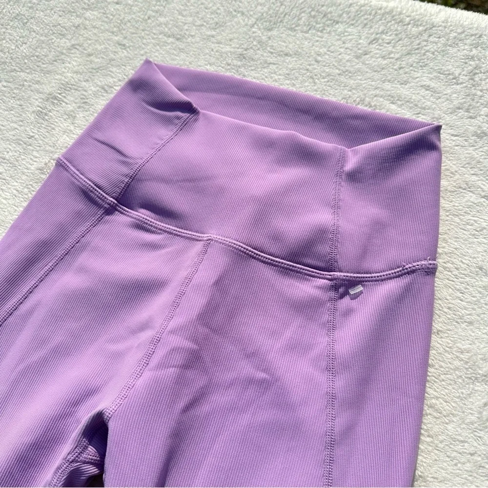 NWT Wilo the Label Ribbed Ruched Ankle Purple Leggings